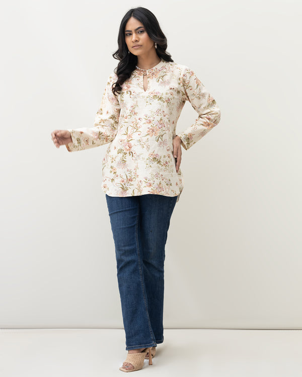 Floral Print Long Sleeve Cotton Shirt for Women